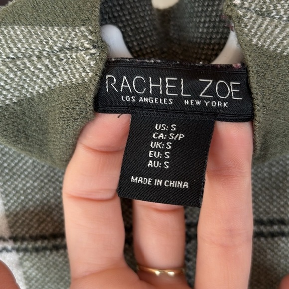 Rachel Zoe Olive Green & White Plaid Cropped Checkered Turtleneck Sweater - Picture 11 of 12